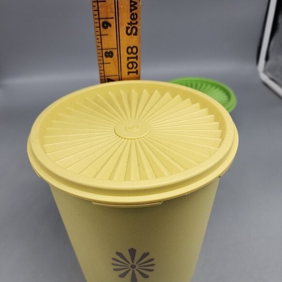 Vintage Tupperware Harvest Yellow & Green 2 Piece Canister Set With Lids - Picture 3 of 7